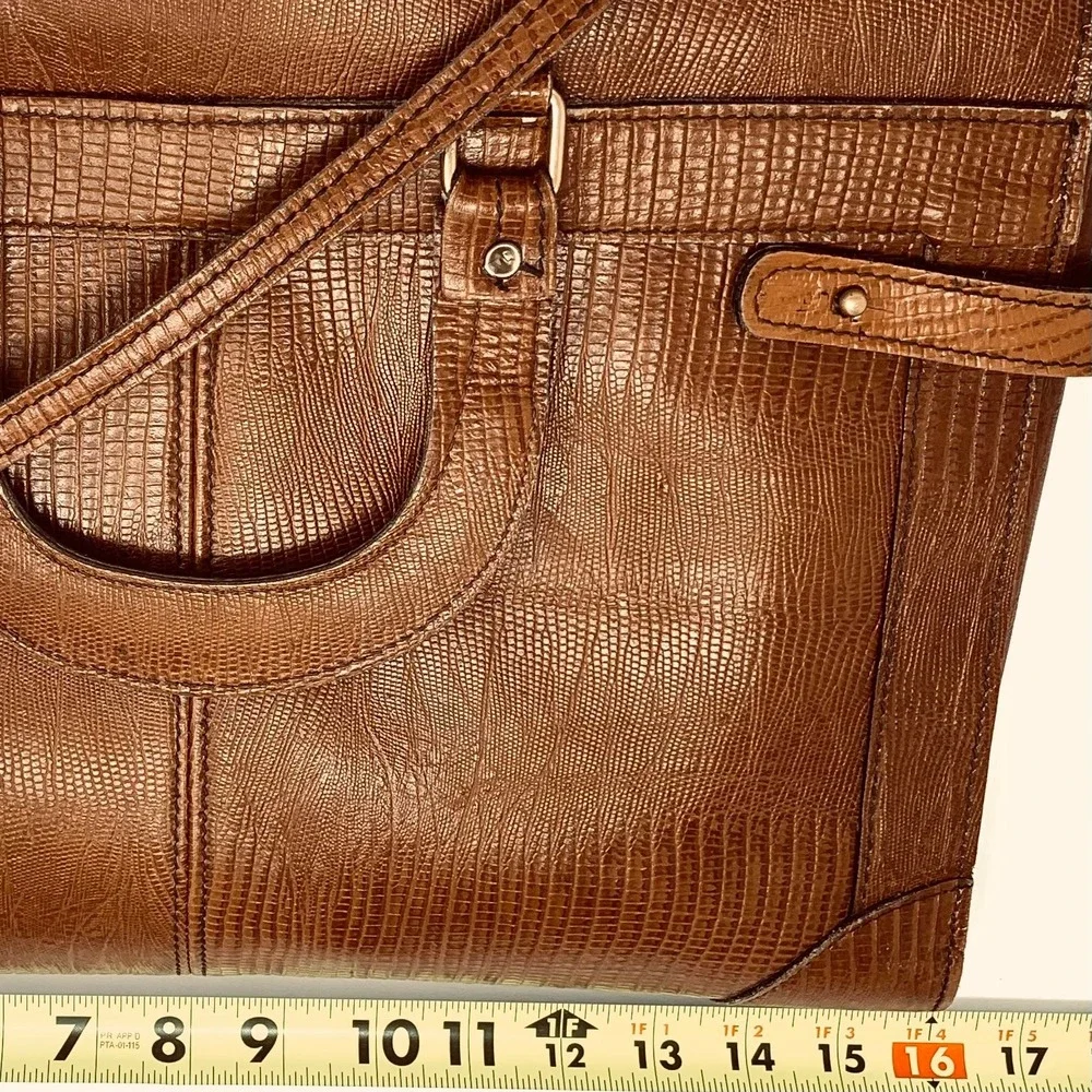 Smart Bags Vintage Brown Lizard Embossed Leather Briefcase Satchel Made in USA